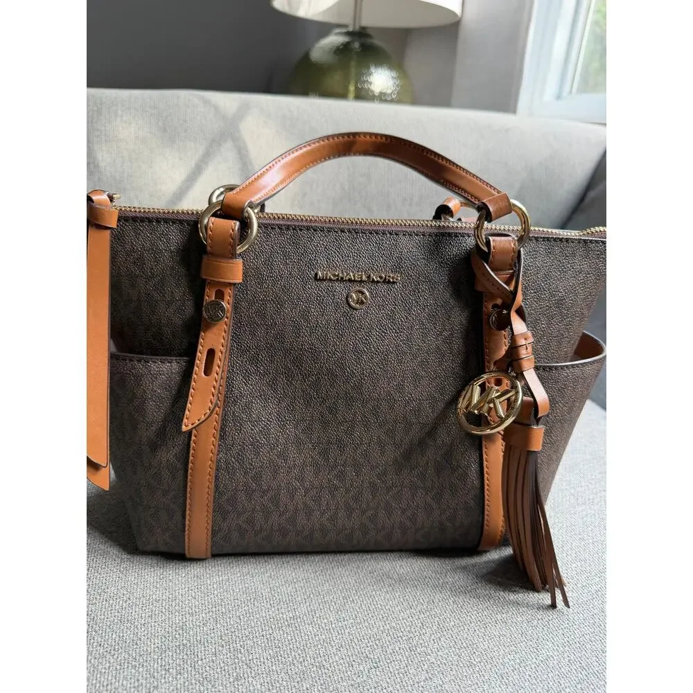 Michael Kors Sullivan Small Logo Top-Zip Tote Bag Logo-print Leather Canvas - Picture 16 of 16